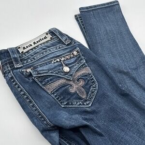 Rock Revival Womens Jeans 25 (FITS 27 X 31)‎ Stephanie Skinny Bling FLAWS READ